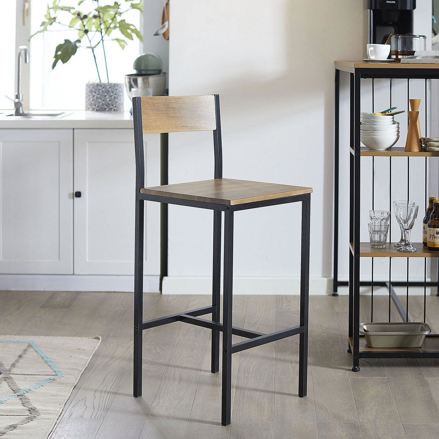 SoBuy Tabourets de bar set de 2 - Max 120 kg - 39 x 41 x 95cm - Bois