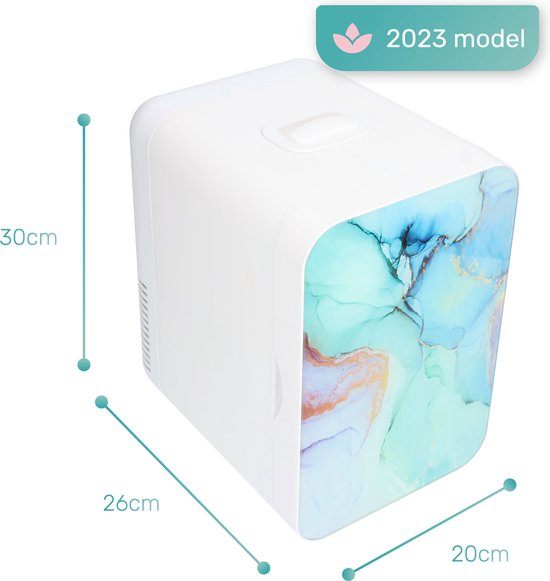 Soft&Silky Réfrigérateur pour soins - Réfrigérateur pour maquillage - 6,5L - 2°C à 40C - Marbre - Organiseur - Réfrigérateur - Beauté - Soins