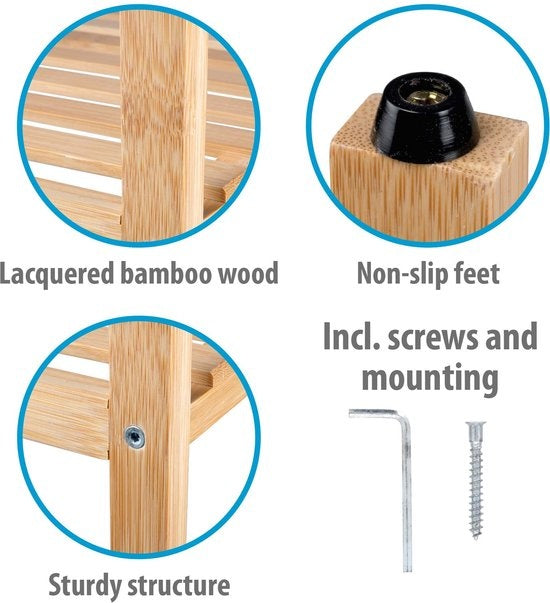 alpina Support de salle de bain - 5 couches - Bois de bambou écologique - Meuble de salle de bain - Serviettes, shampoing et après-shampoing