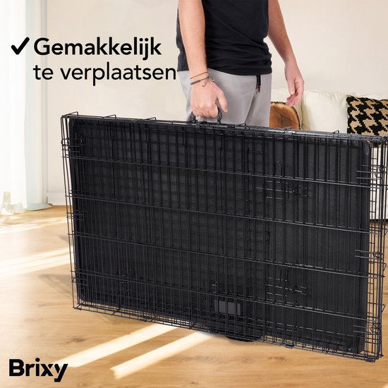 Brixy Dog Bench - Banc pour chiens - Taille XL - Pliable - 107 x 72 x 77 CM - 2 portes - Noir