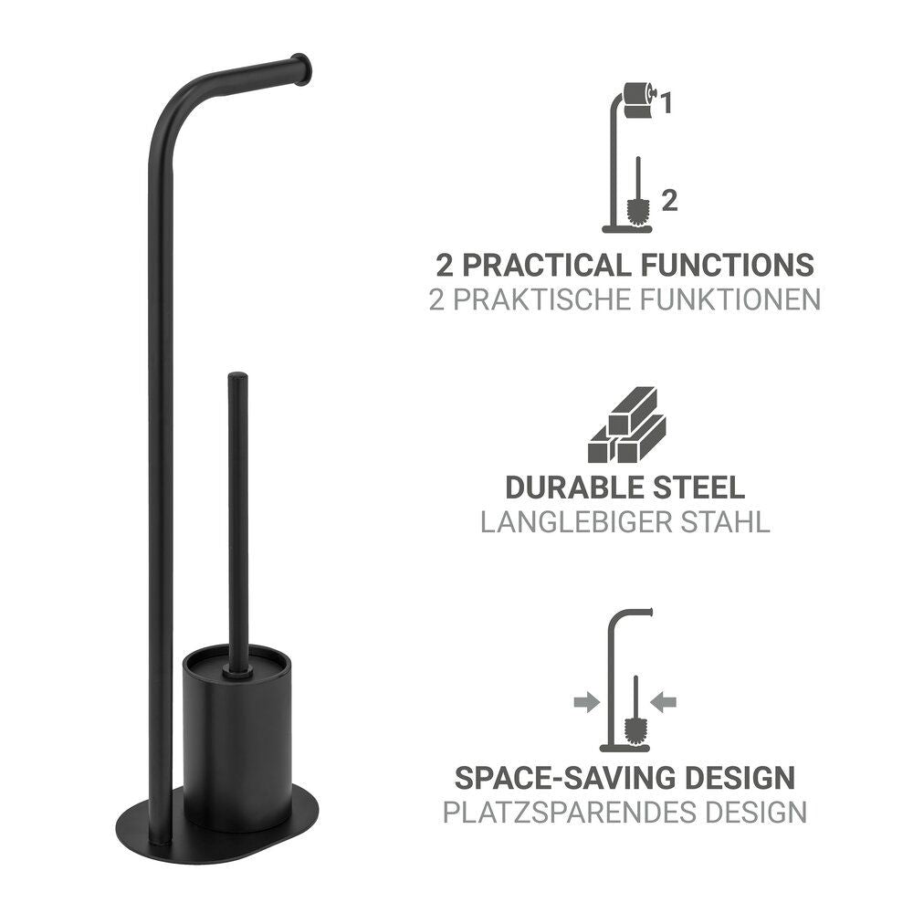 Ensemble de toilettes WENKO Levante Noir - Sur pied - Acier inoxydable - 23 x 63 x 17 cm