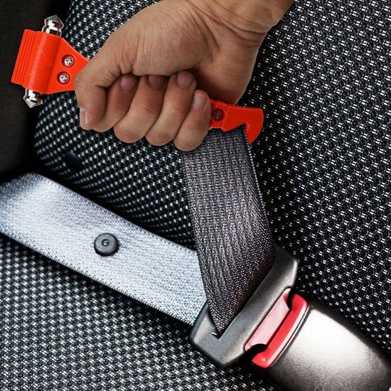 Marteau de sécurité - 1 pièce - Marteau d'urgence avec coupe-ceinture - Support et attaches inclus - Orange