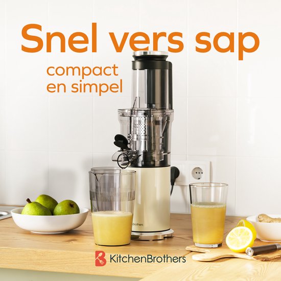 KitchenBrothers Slowjuicer - Vertical - Presse-agrumes - Presse-légumes et fruits - 80 mm - 750 ml - Champagne