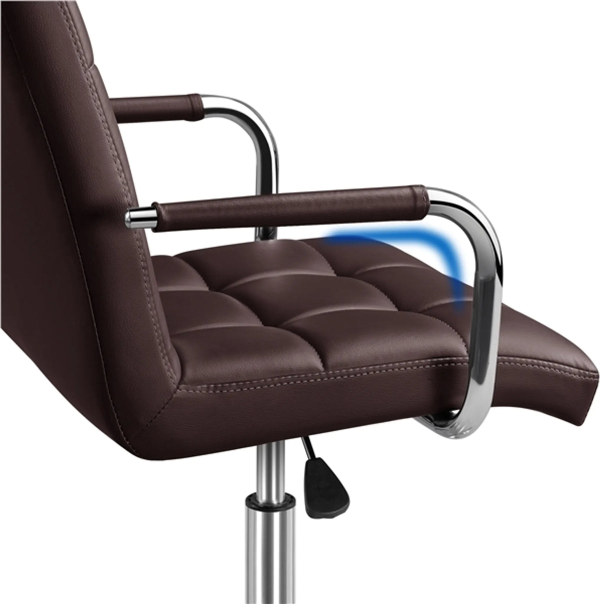 Yaheetech Chaise de bureau à hauteur d'assise réglable - 55 x 60,5 x 86,5-102 cm - équipée d'un rembourrage en mousse confortable, de roulettes insonorisantes et d'une structure en métal galvanisé - pour le bureau et la maison - en similicuir marron et
