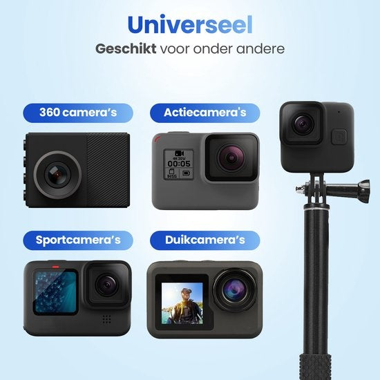 Garpex® Universal Selfie Stick XL - extensible jusqu'à 95 cm - convient à diverses caméras d'action - universel - étanche - vert