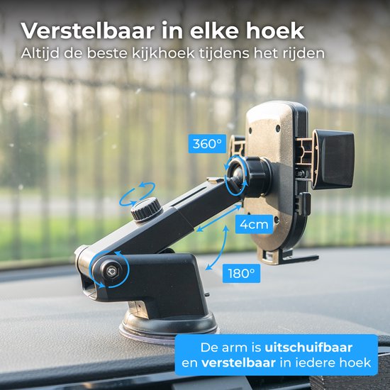 Supports de téléphone Nuvance pour voiture - Support pour téléphone portable - 360° - Ventouse pour vitre et tableau de bord - Support de téléphone
