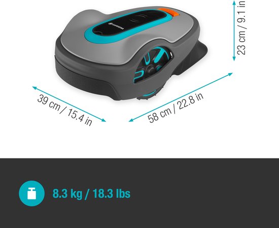 Tondeuse à gazon robotisée GARDENA SILENO life 1000 - 1000 m² - 4 kWh - 20-50 mm - gris/ bleu