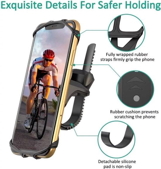 Garpex® Porte-téléphone vélo - Porte-téléphone moto - Porte-smartphone vélo - VTT - moto - Porte-téléphone universel