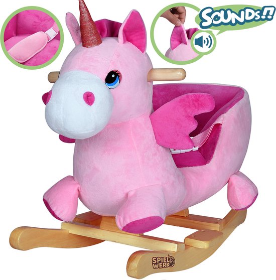Spielwerk Rocking Chair Unicorn - Ceinture de sécurité à partir de 12m - Rose