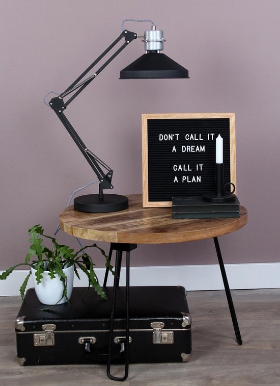 Anne Lighting Zappa - Lampe de table de style industriel - Noir - H : 80 cm - Ø : 18 cm - E27 - Pour l'intérieur - Métal - Lampes de table - Lampe de bureau - Lampes de bureau - Chambre à coucher - Salon - Salle à manger