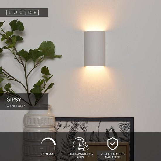 Lucide GIPSY - Applique murale - 1xG9 - Blanc - Japandi