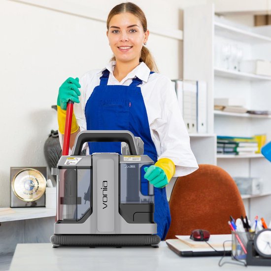 Vonia Nettoyeur de tapis - Nettoyeur de taches - Nettoyeur de canapé - Machine à nettoyer - Nettoyeur de meubles - 450W - Gris