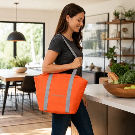 Playmarket Go Market – Grand sac isotherme 22,3 L – Sac à provisions isotherme – Orange clair – Pique-nique – Plage