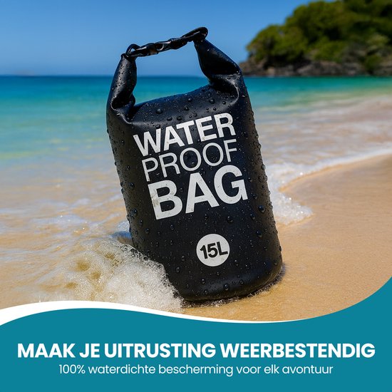 TTD® Waterproof Bag - Sac étanche - Sac de rangement - 15 L - Sac d'extérieur - Noir