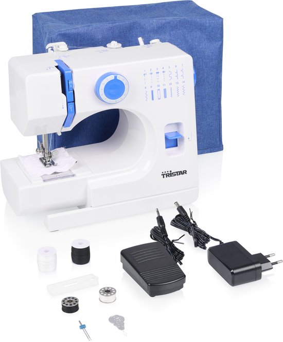Machine à coudre Tristar SM-6003 – 14 motifs – Enfile-aiguille automatique et bras libre – Éclairage LED – Accessoires inclus – Pour débutants
