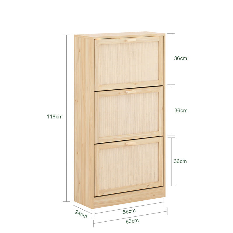 Meuble à chaussures – SoBuy FSR159-N – 3 plateaux – Bambou – Design compact 60 x 24 x 118 cm – Bois clair