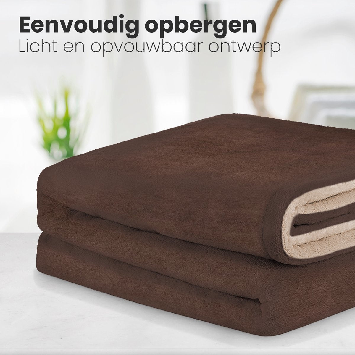 Couverture chauffante électrique - Auronic - 2 personnes - 3 niveaux de chaleur - 200 x 180 cm - Marron