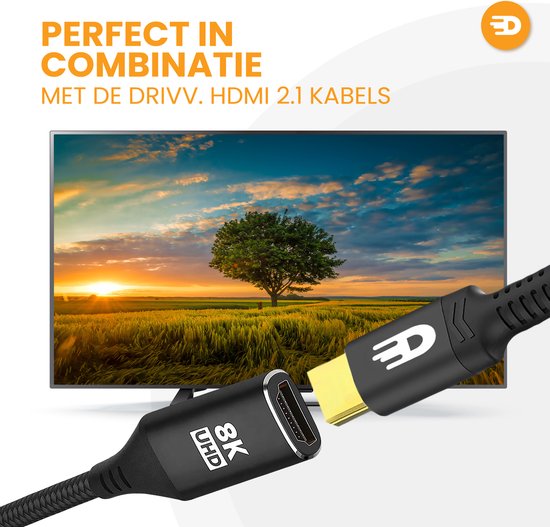 Drivv. Câble d'extension HDMI Premium 2.1 - mâle vers femelle - 3 mètres