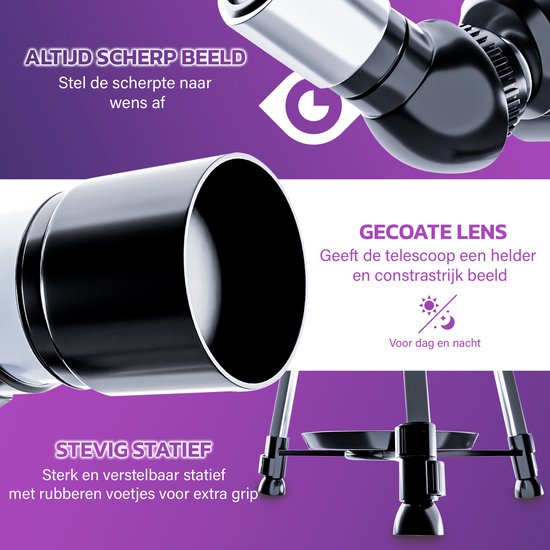 EarthVision Téléscope Classico - Télescope pour adultes et enfants - 333x Grossissement - Astronomie - Vision nocturne - Astronomie - Étanche - Blanc