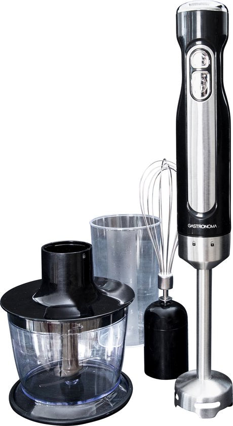Ensemble mixeur plongeant Gastronoma - Sans fil et rechargeable - 100 W - Hachoir, fouet et verre doseur - 18210002 - Noir et inox