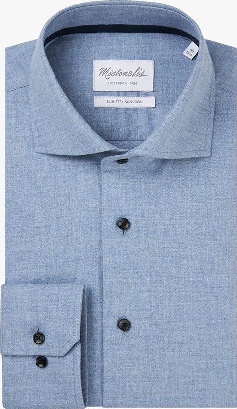 Chemise slim fit Michaelis pour homme - dobby - bleu - Repassage facile - Taille du col : 39