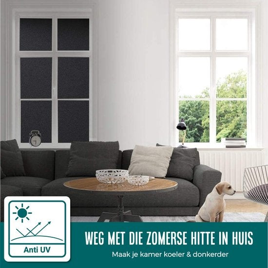 Toile d'occultation Homewell 120x300cm - Film pour fenêtre occultant - Blackout - Anti-regard, Isolant et Protection Solaire - Réutilisable - Statique - Noir