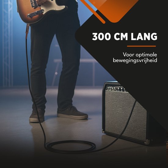 Finesse Guitar Cable PRO - 300 cm - Jack 6.35mm - Câble audio - Câble instrument - Câble guitare