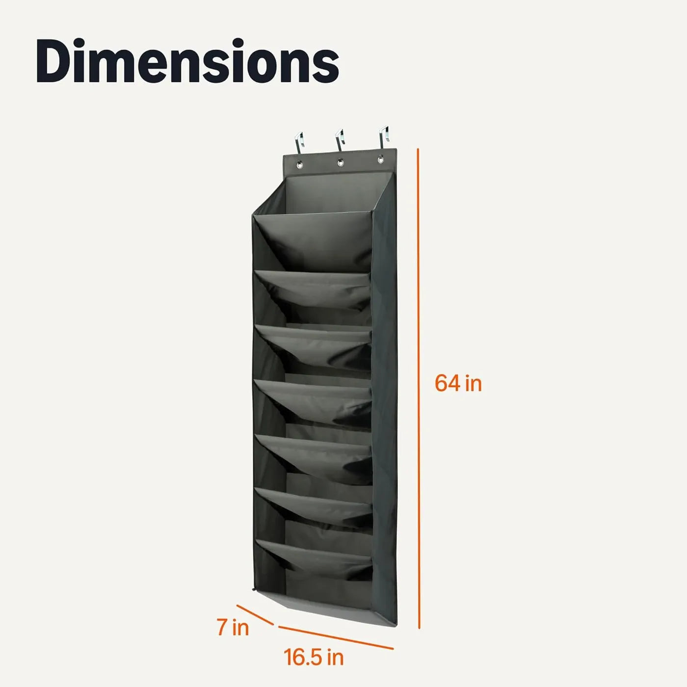 Rangement à chaussures Anqi à accrocher à la porte - 8 étagères - Gris foncé