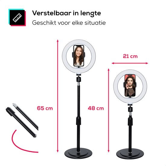 Ensemble de lampes annulaires - LURK® - LED de 8 pouces - Trépied réglable - Télécommande - Convient pour smartphone