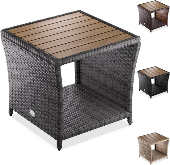 Table d'appoint Casaria - Polyrattan Square 45x45x40cm - Gris