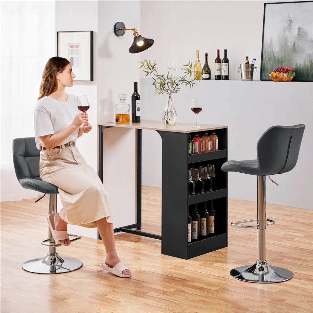 Tabourets de bar Yaheetech - Lot de 2 - Réglables de 62,5 à 84,5 cm - Pivotants à 360° - Gris