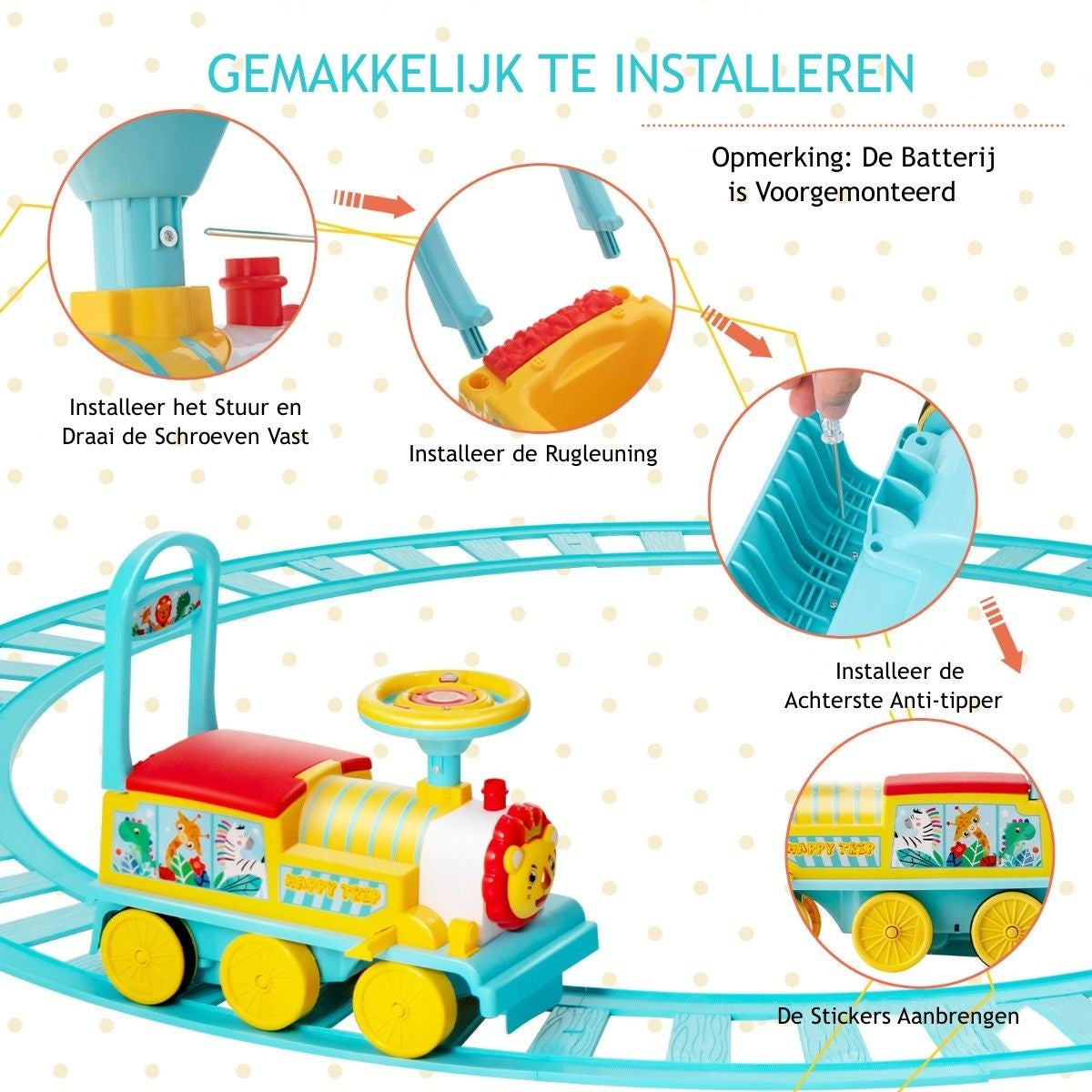 Train électrique pour enfants Coast 6V avec 16 rails pour les enfants de 3 ans et plus