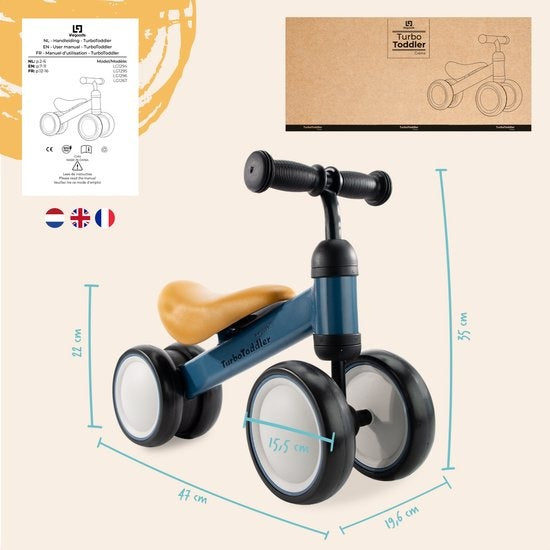 Scooter pour enfants LifeGoods - TurboToddler Balance Bike - Jouets à partir de 1 an - Bleu marine