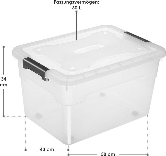 Boîte de rangement / Boîte de rangement 60 L - Plastique - 4 pièces - Couvercle inclus