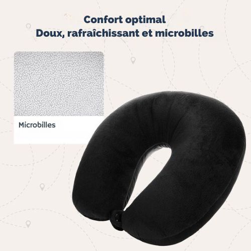 TRVLMORE Oreiller de voyage - Oreiller cervical en forme de U - Noir