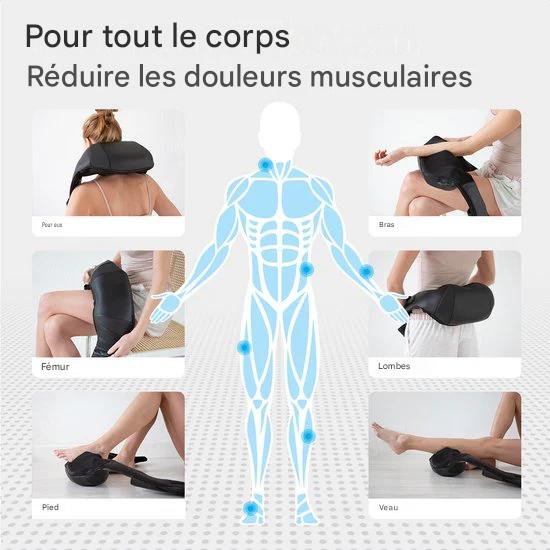 Auronic Shiatsu Coussin de massage - Appareil de massage électrique pour la nuque - Appareils de massage - Nuque et épaules - Infrarouge - Housse de transport incluse - Noir