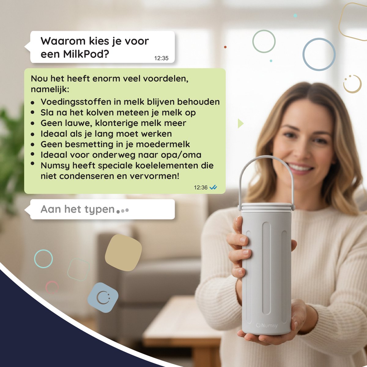 Numsy MilkPod Cooling Tubes - Refroidisseur de biberons - avec 2 biberons de 350 ml