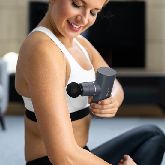 Auronic Massage Gun - Appareil de massage - Professionnel - 4 accessoires et étui - Pistolet de massage - Corps entier - Gris