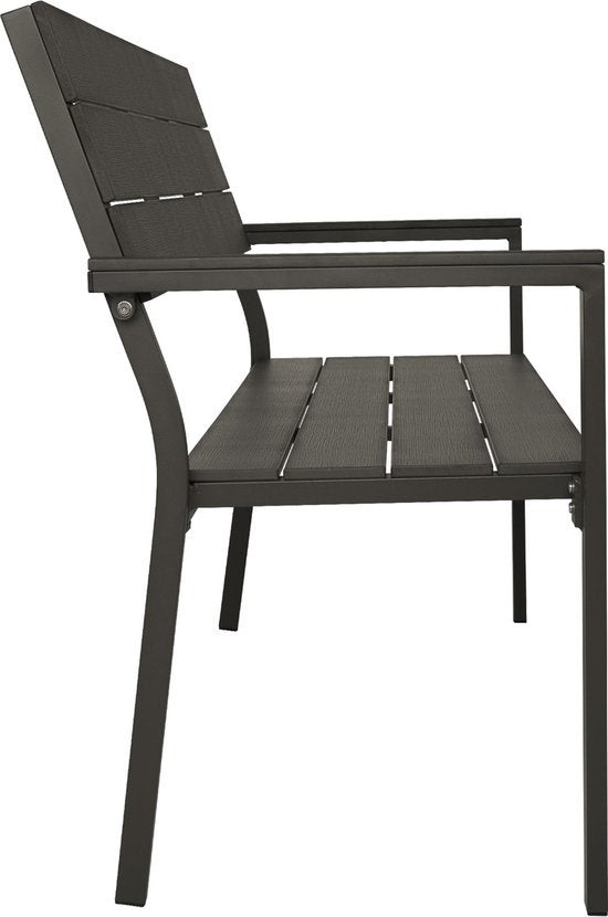 tectake® - Banc de jardin - Banc 2 places avec structure en aluminium et lattes Hi-Impact - Convient pour la terrasse, le parc, le balcon, les meubles de jardin et la maison - Durable, résistant aux intempéries, facile à assembler - Max. 250kg - gris fonc