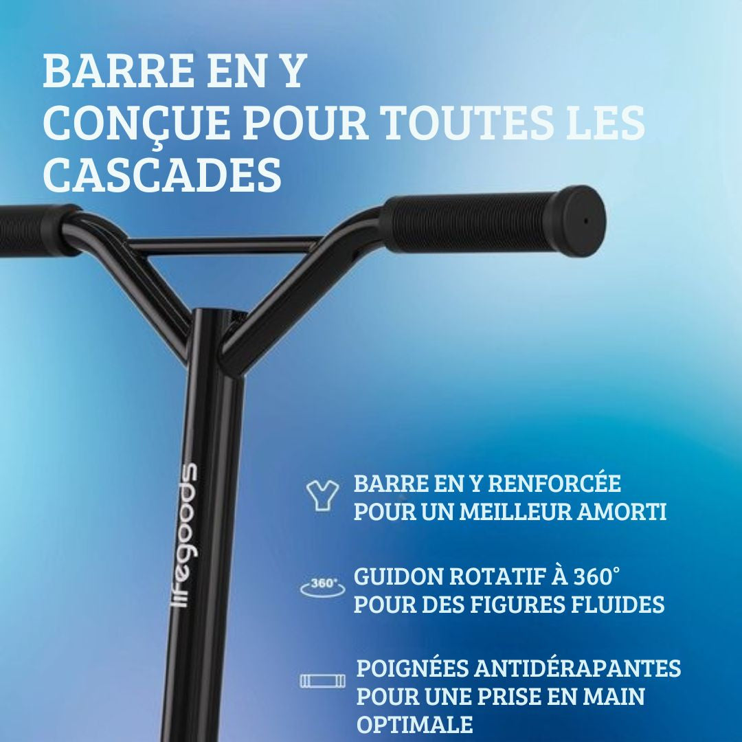 Trotinette Stuntstep Fly X - LifeGoods - 6+ Years - Garçons/Filles - 100mm - 100KG - Noir/Bleu