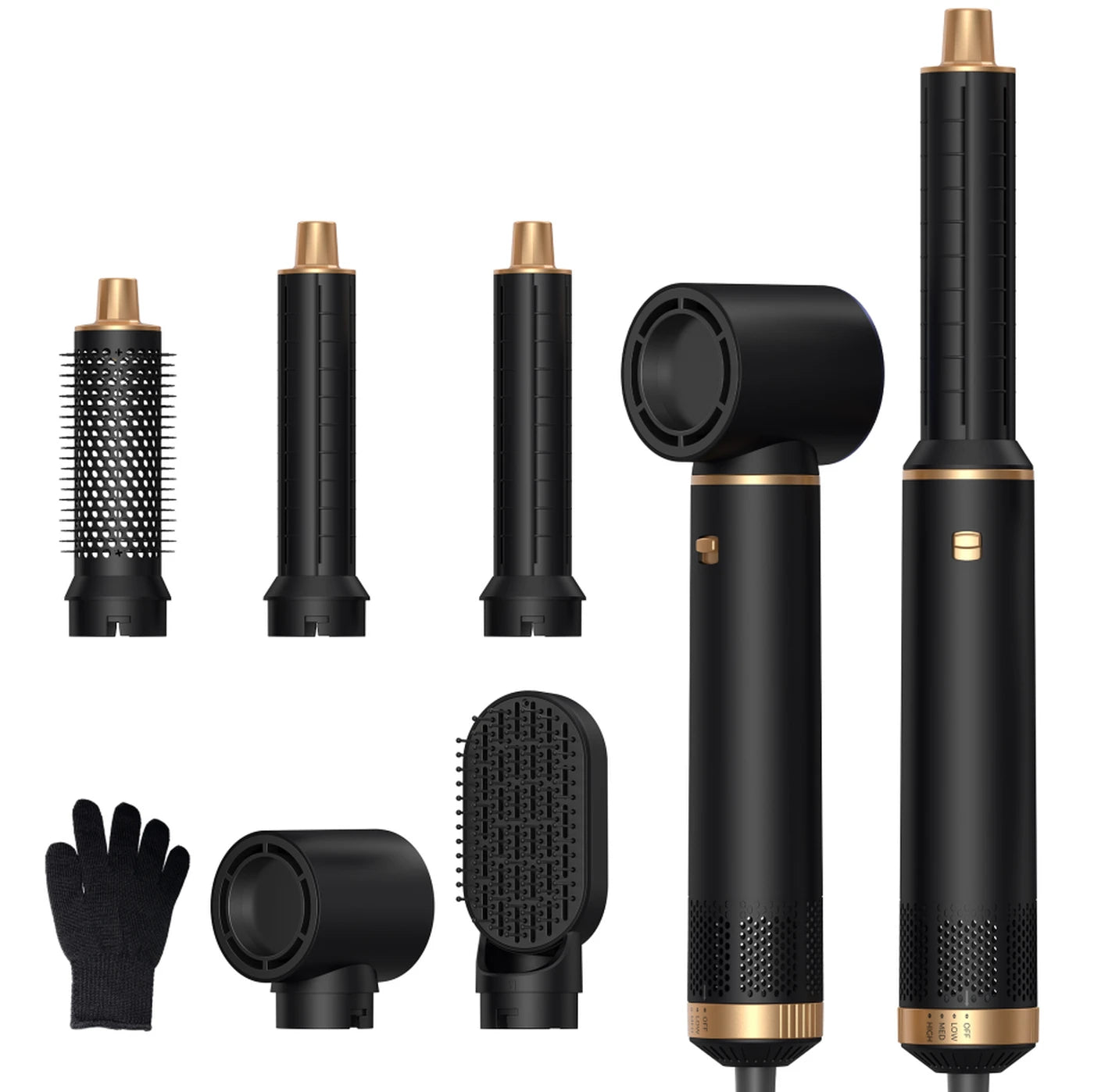 Appareil de coiffure 5-en-1 Atopskins – Sèche-cheveux, fer à friser, brosse lissante et brosse chauffante