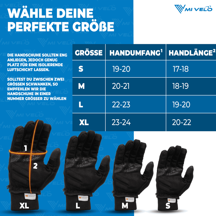 MIVELO THERMO-FIT Gants d'hiver - Polaire thermique & 3M Thinsulate - Noir - Unisexe - Taille L
