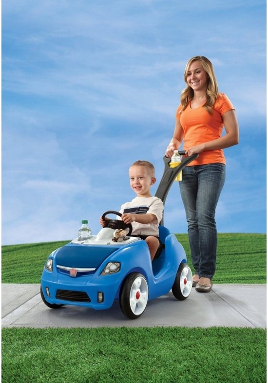 Voiture à pousser Step2 Whisper Ride en bleu - Voiture à pousser avec barre de poussée - Pour les enfants à partir de 1 an et demi