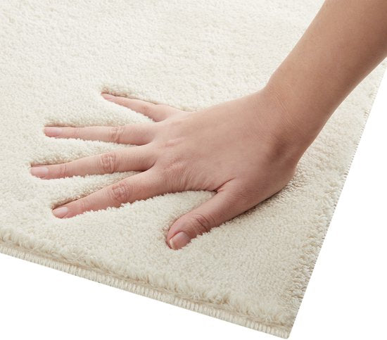 tectake® Tapis à poils courts - 120 x 170 cm - Crème - Tapis pour le salon, la chambre à coucher, la salle à manger - Facile d'entretien et lavable - Sous-couche antidérapante - Antiallergique - Diverses tailles et couleurs