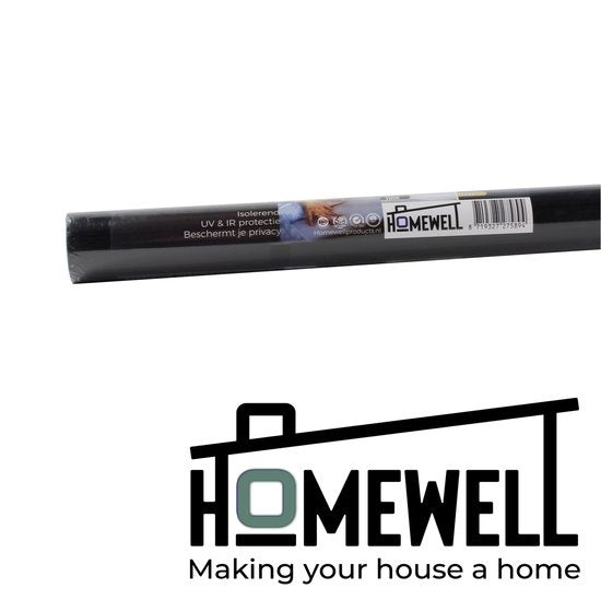Homewell Tissu occultant 90x200cm - Film occultant pour fenêtre - Anti-Incidence, Isolation et Protection Solaire - Réutilisable - Statique - Noir
