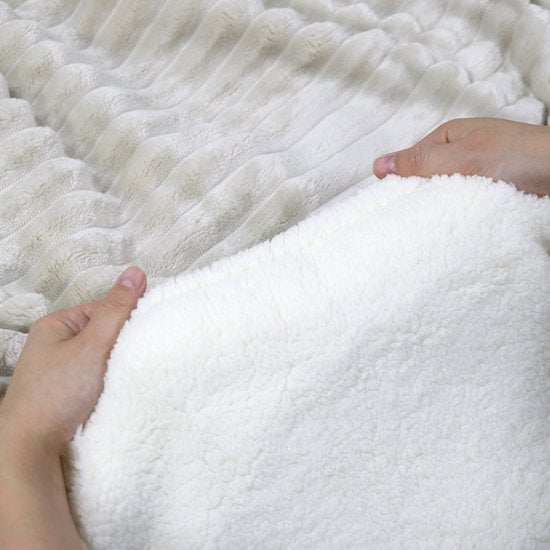 STAUS&BACH Couverture électrique 3XL - Couverture supérieure pour 2 personnes - Couverture chauffante en polaire Sherpa double face - Beige - 180x160 cm PowerNap