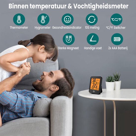 Ease Electronicz Hygromètre Min/Max - Humidimètre - Station météo numérique - Humidimètre - Thermomètre d'intérieur - Avec éclairage