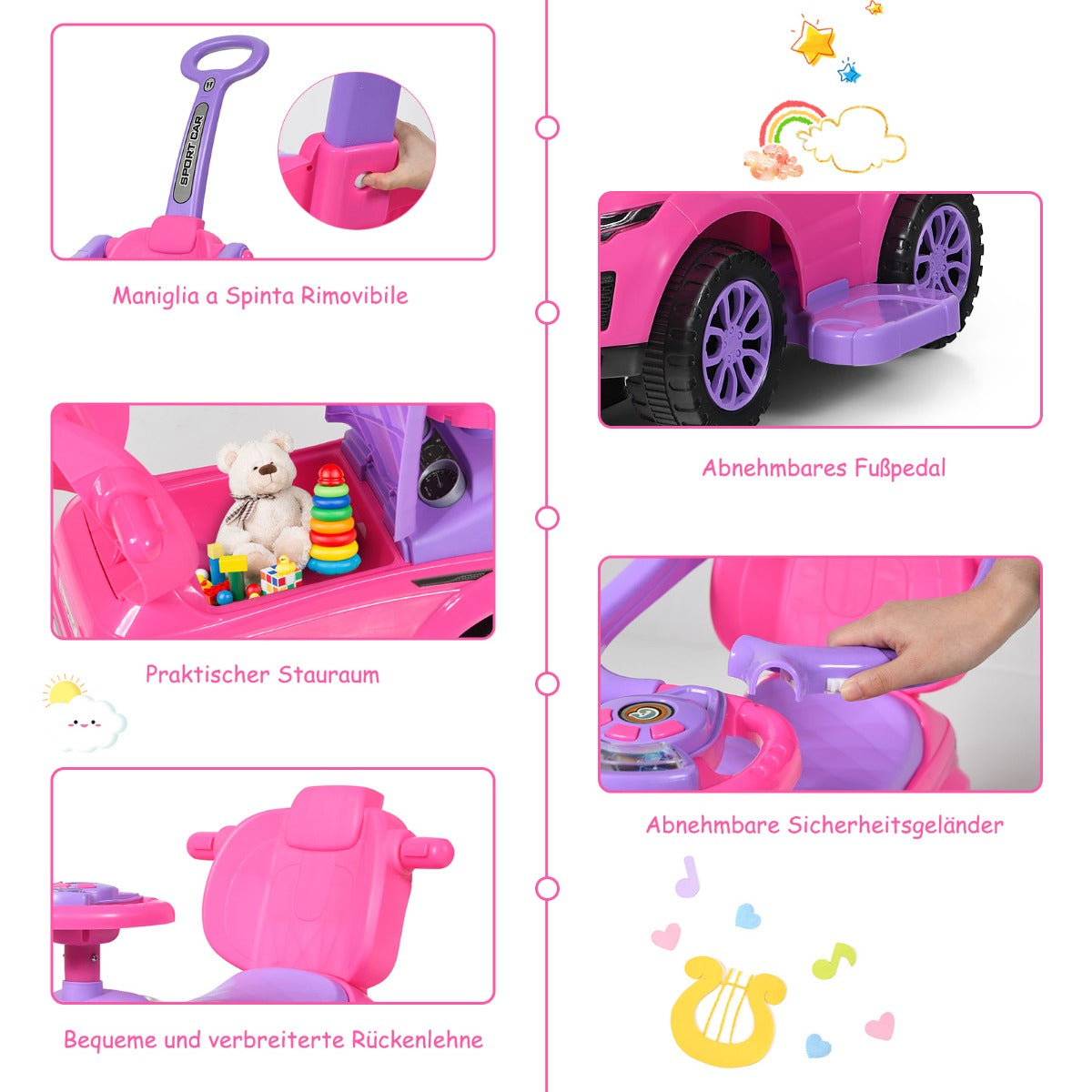 coast 3-in-1 Runabout - 89×43×84 cm - Rose - Duwauto - Runabout