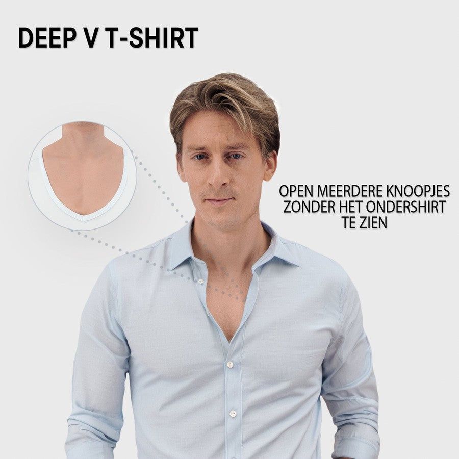 T-shirt anti-transpiration Fibershirts à col en V profond - Blanc - M - Homme