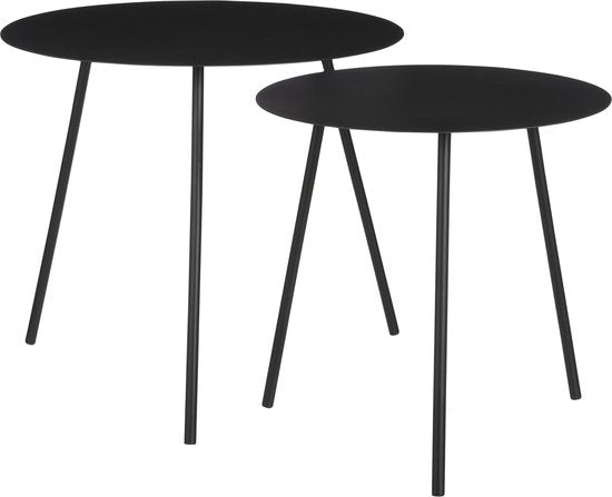 Mica Decorations Table d'appoint Pontus - Lot de 2 - H45 x Ø55 cm - Métal - Noir